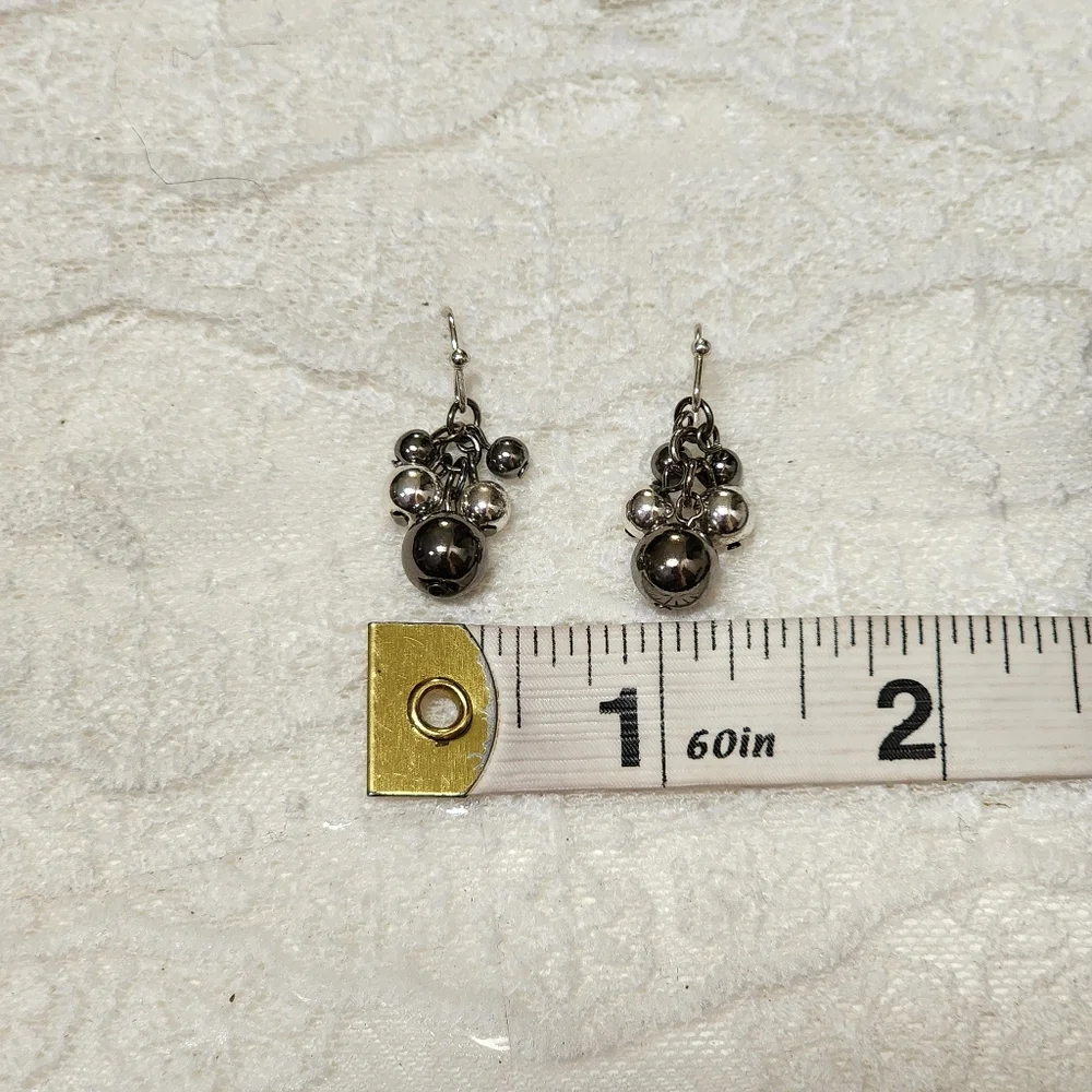 Elegant Silver Toned Cluster Dangle Drop Hook Earrings